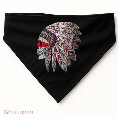 Native American Skull Feathers USA-Made Doggie Bandana