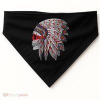 Native American Skull Feathers USA-Made Doggie Bandana thumb 0
