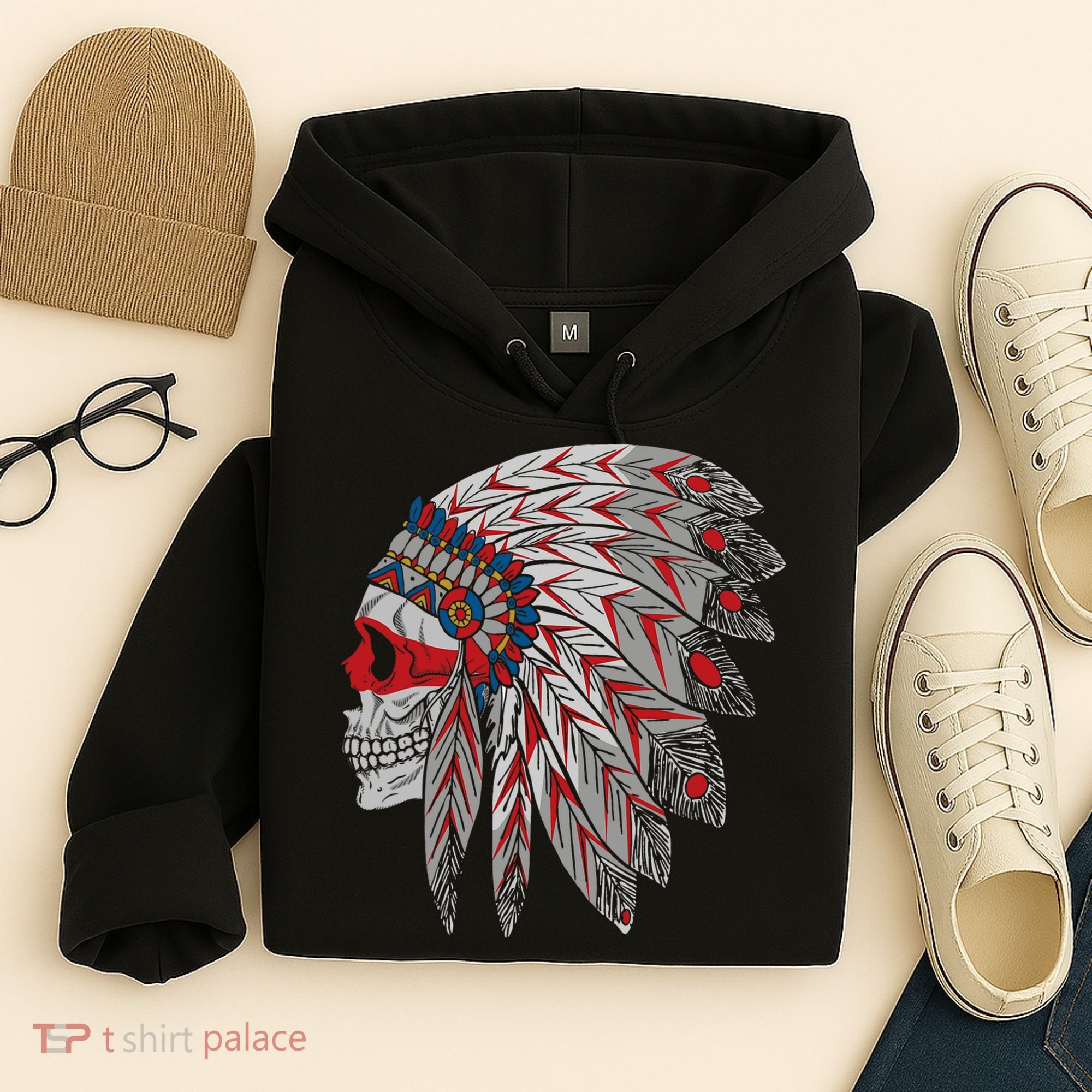 Native American Skull Feathers Hoodie