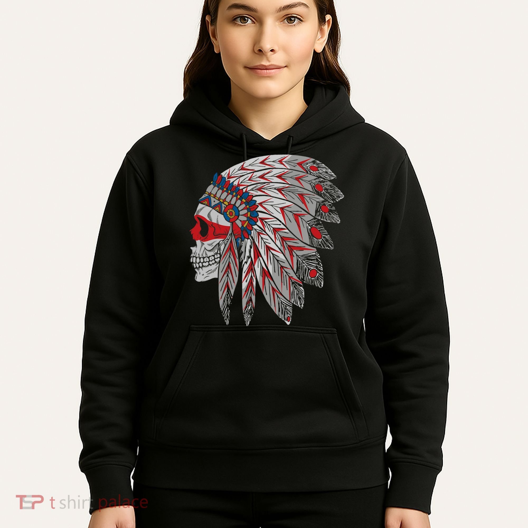 Native American Skull Feathers Hoodie