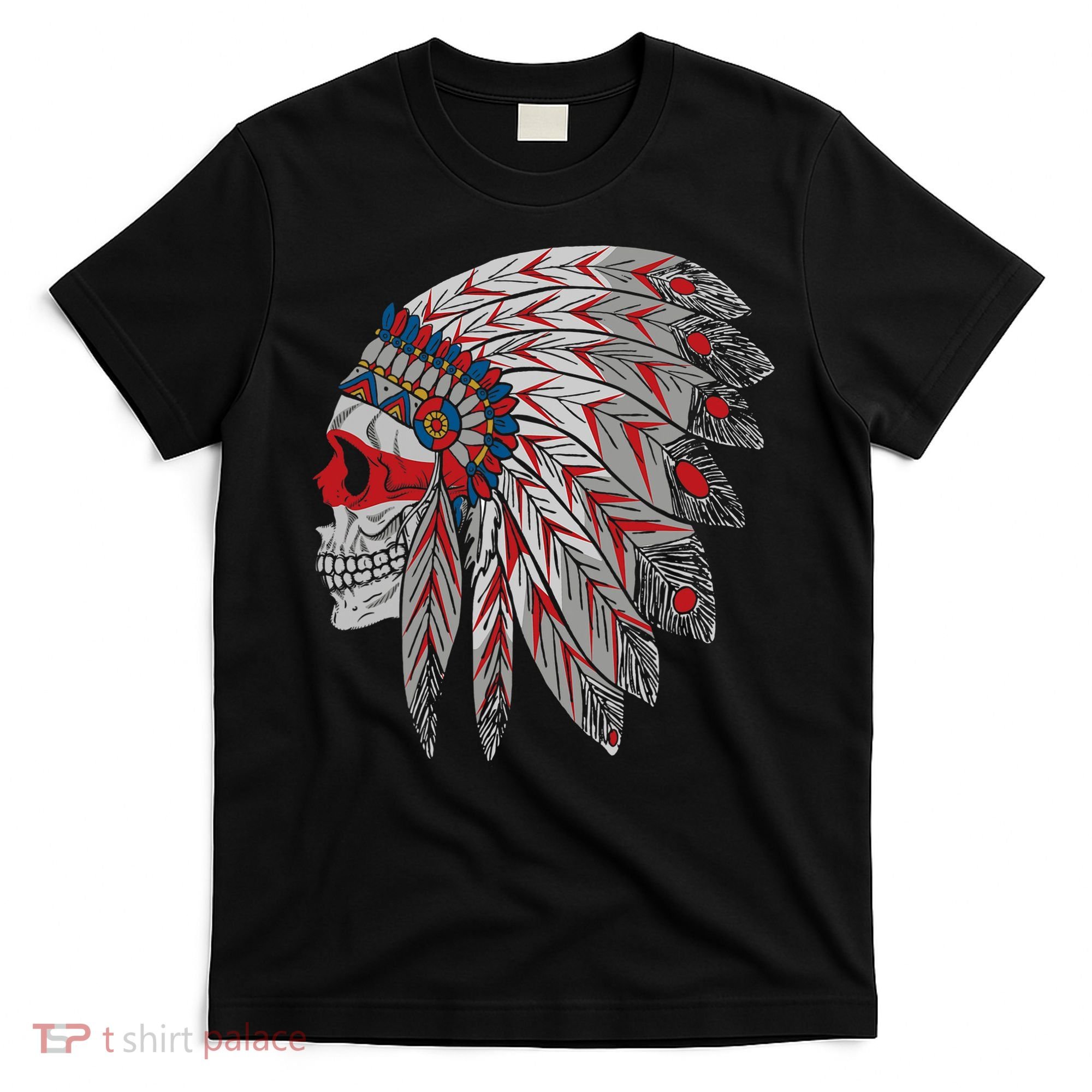 Native American Skull Feathers T-Shirt