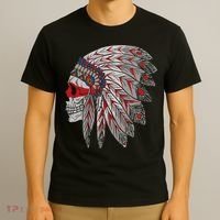 Native American Skull Feathers T-Shirt thumb 3