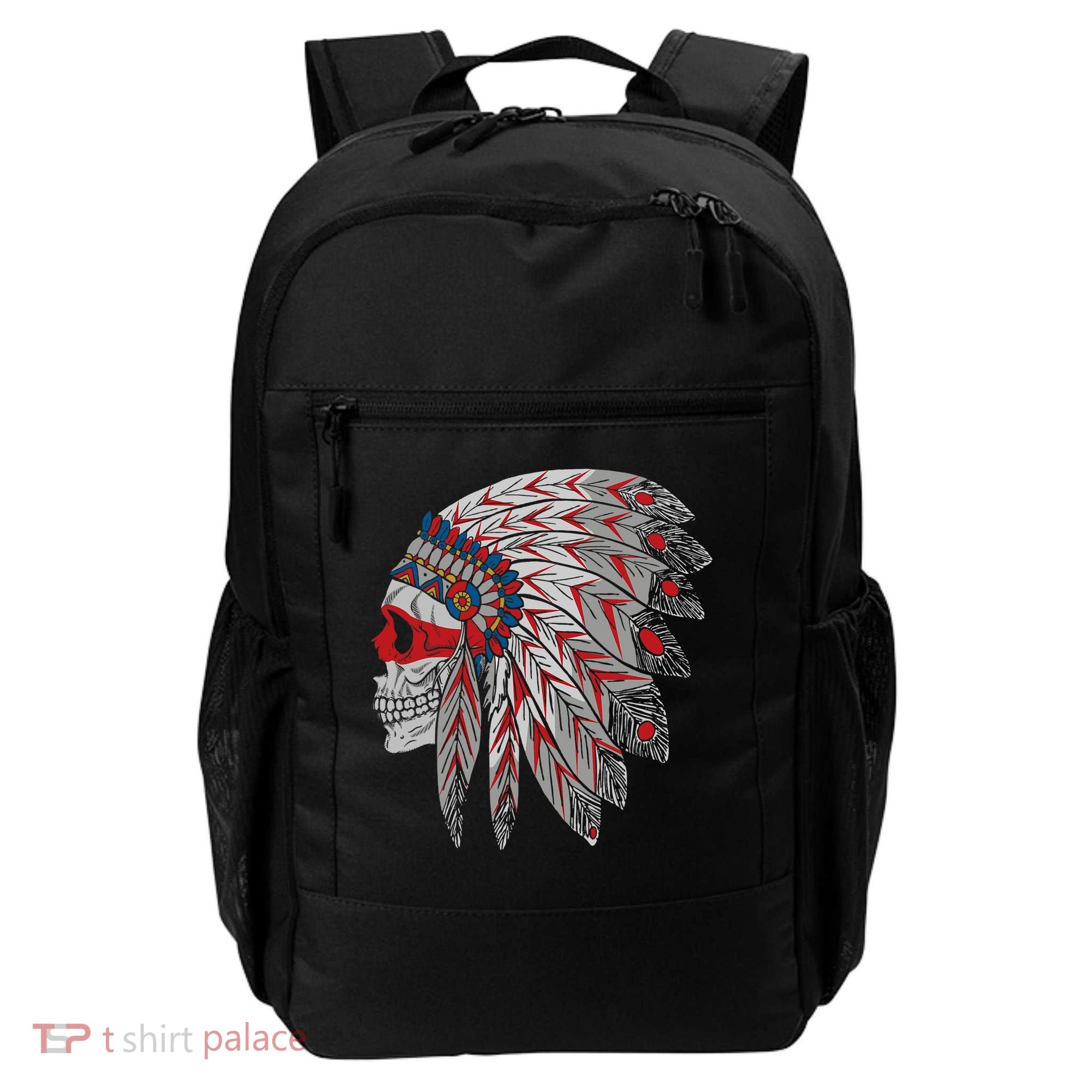 Native American Skull Feathers Backpack