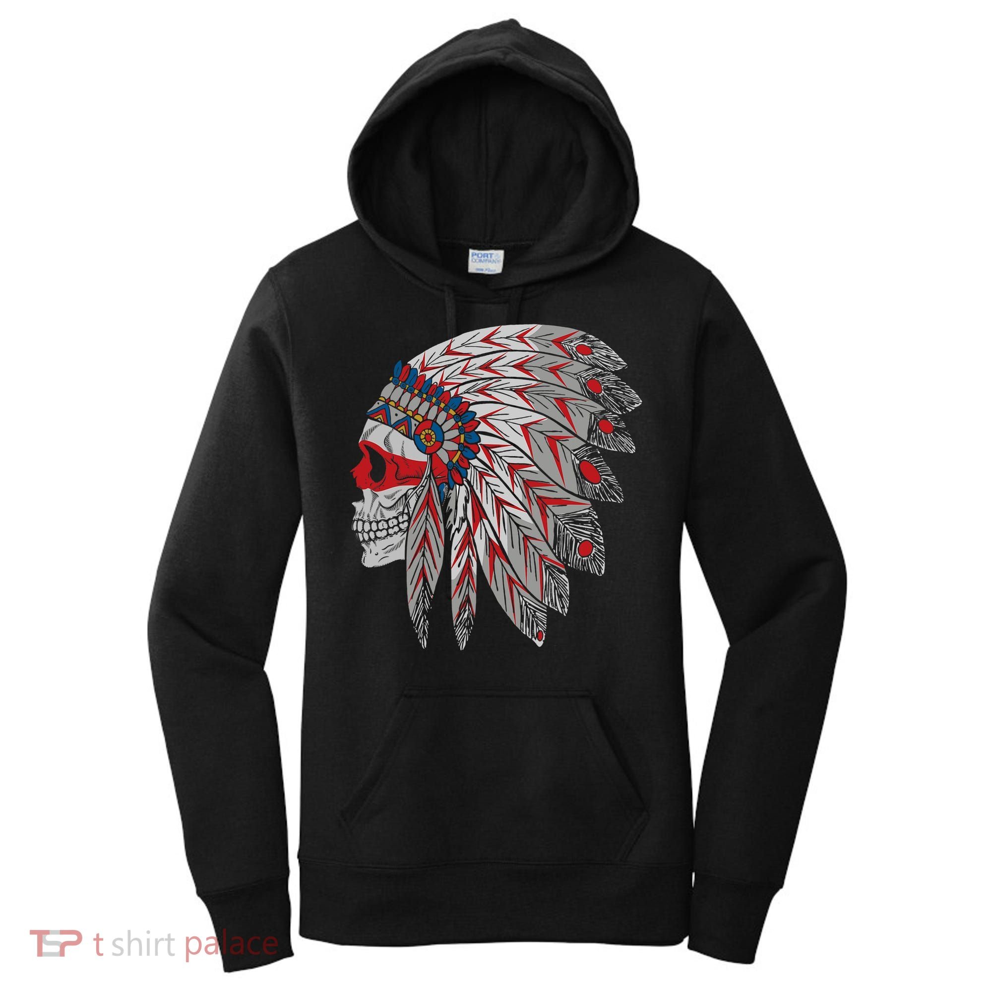 Native American Skull Feathers Women's Hoodie