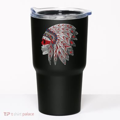Native American Skull Feathers Tumbler