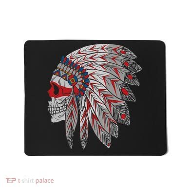 Native American Skull Feathers Mousepad