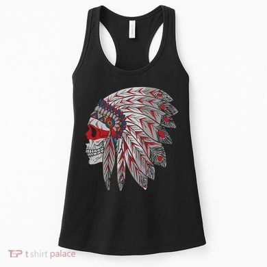 Native American Skull Feathers Women's Tank Top