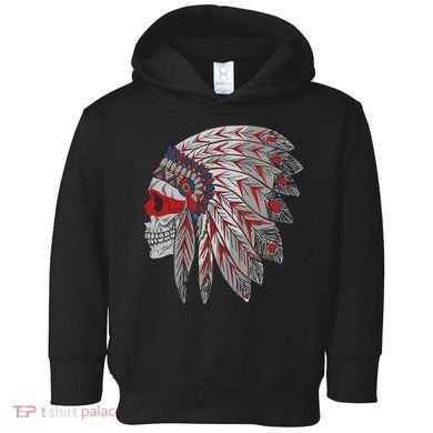 Native American Skull Feathers Toddler Hoodie