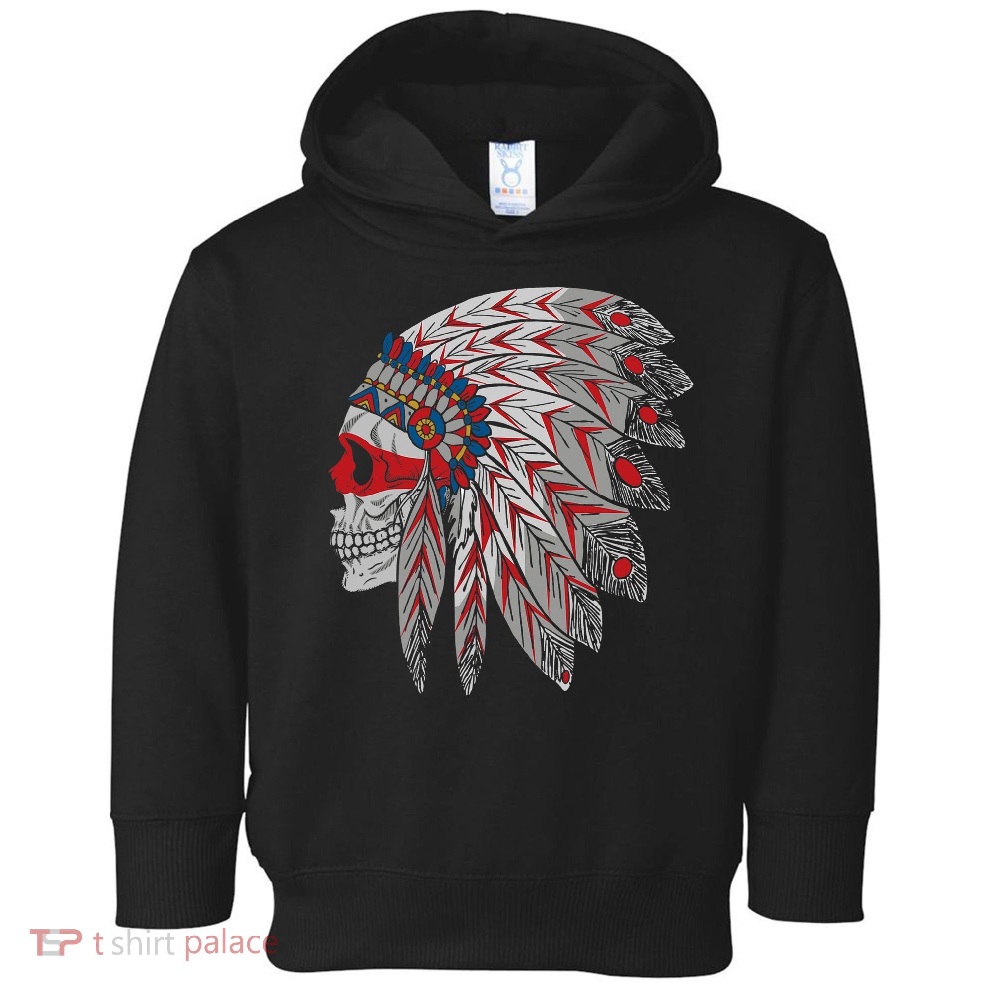 Native American Skull Feathers Toddler Hoodie