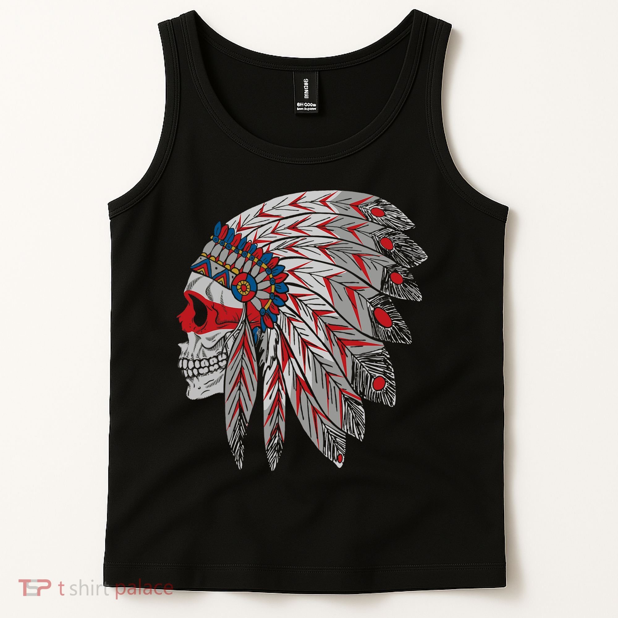 Native American Skull Feathers Tank Top