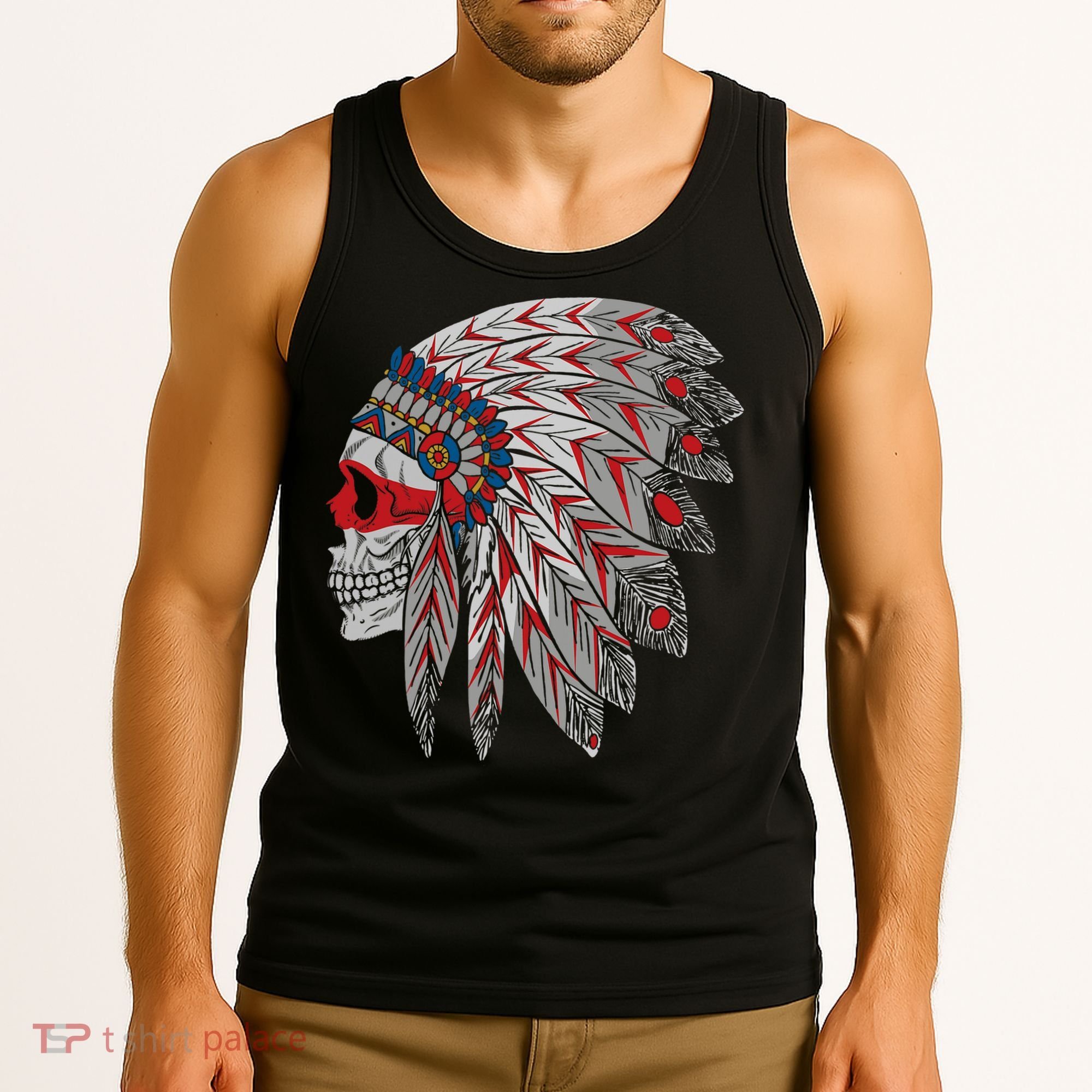 Native American Skull Feathers Tank Top