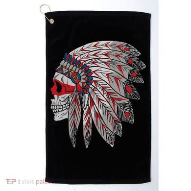 Native American Skull Feathers Golf Towel