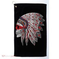 Native American Skull Feathers Golf Towel thumb 0