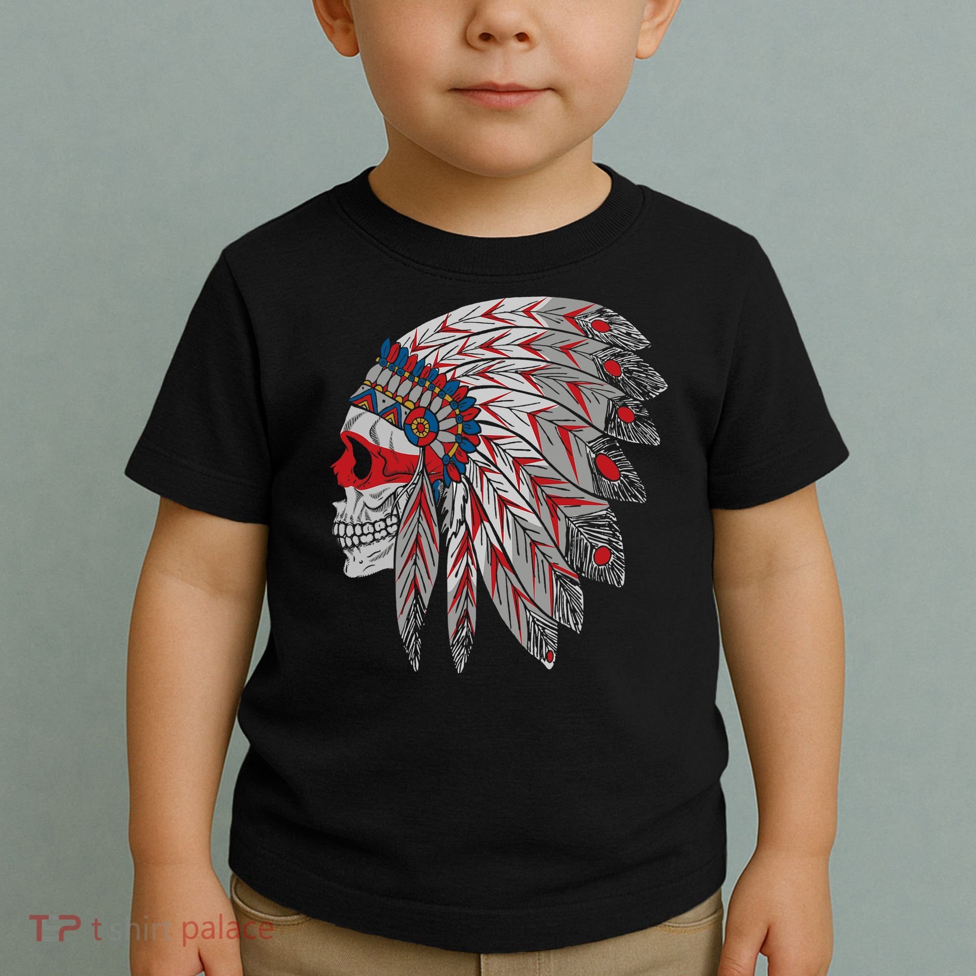 Native American Skull Feathers Toddler T-Shirt