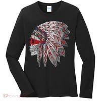 Native American Skull Feathers Women's Long Sleeve Shirt thumb 0