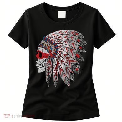 Native American Skull Feathers Women's T-Shirt