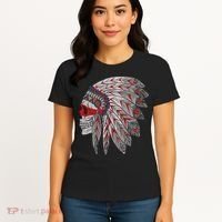 Native American Skull Feathers Women's T-Shirt thumb 4