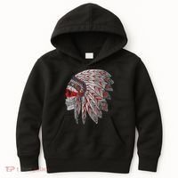 Native American Skull Feathers Kids Hoodie thumb 0
