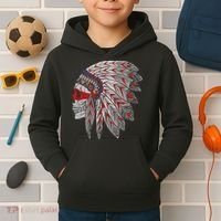 Native American Skull Feathers Kids Hoodie thumb 2