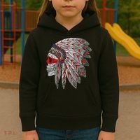 Native American Skull Feathers Kids Hoodie thumb 3