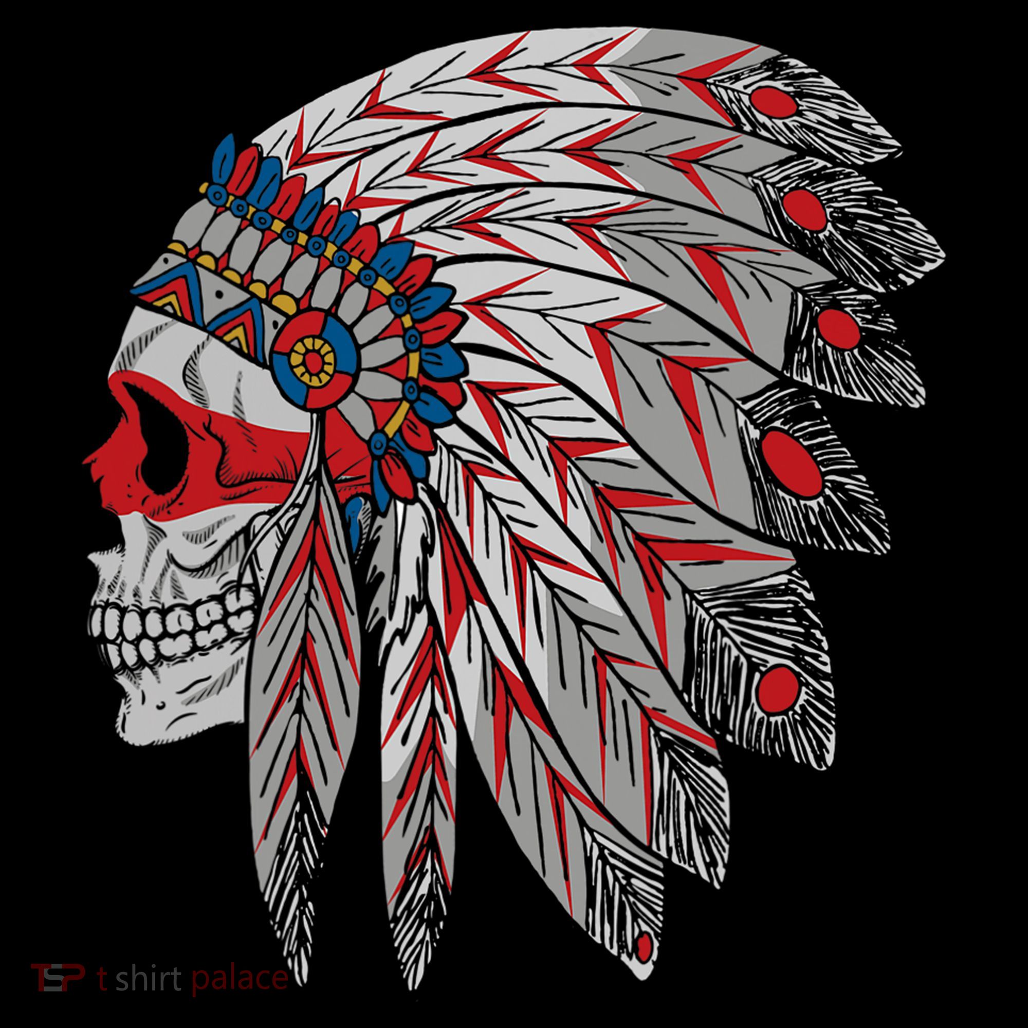 Native American Skull Feathers Tote Bag