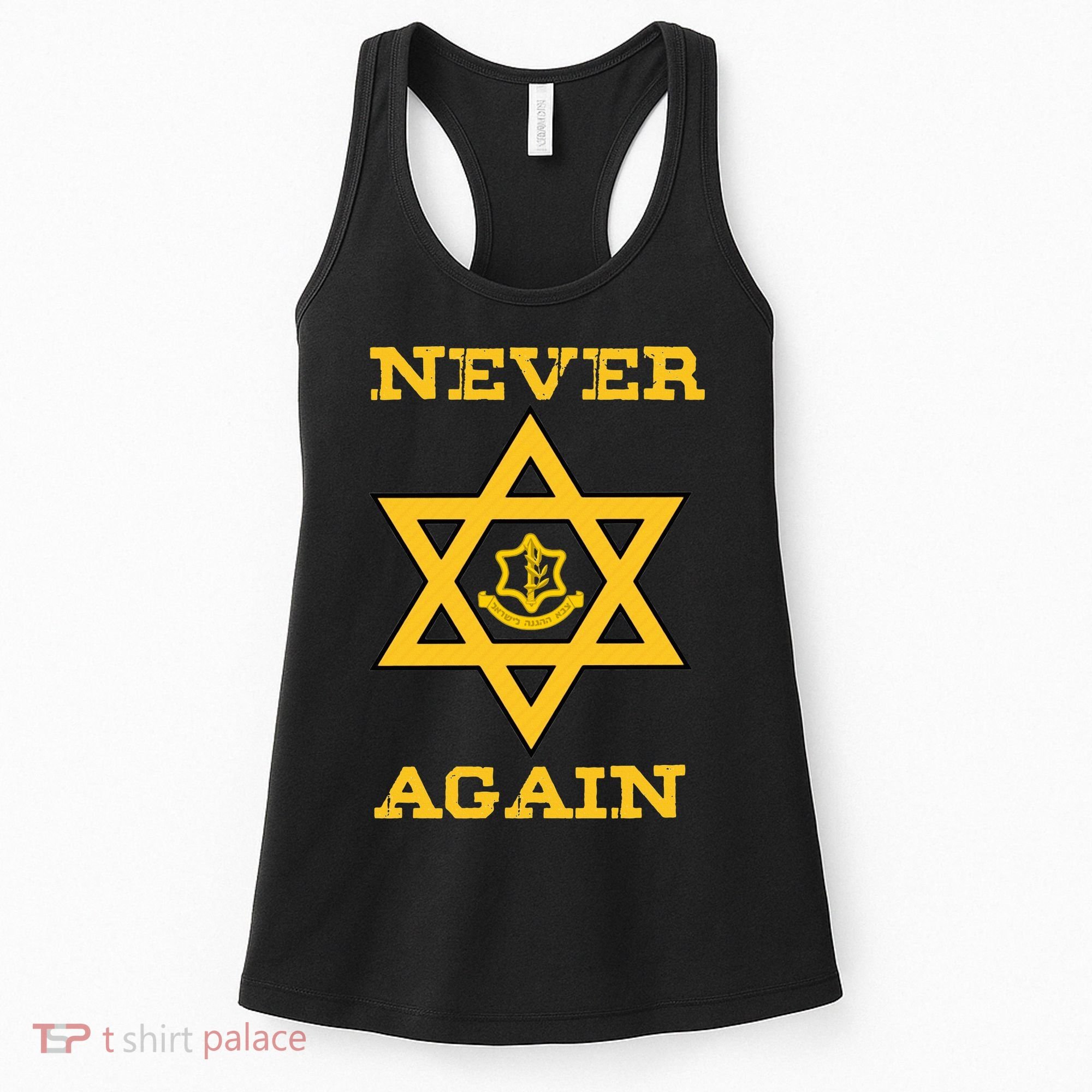 Never Again Support Israel Jewish Star Of David Idf Logo Women's Tank Top