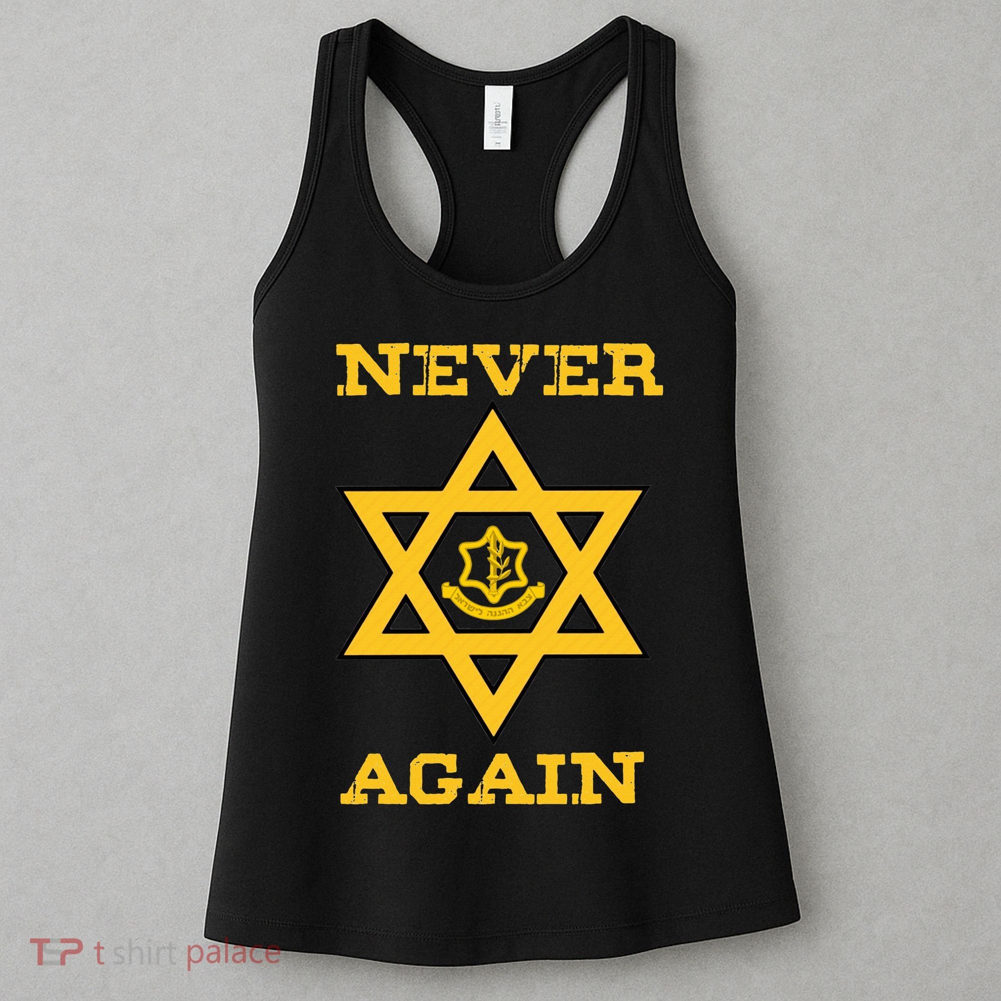 Never Again Support Israel Jewish Star Of David Idf Logo Women's Tank Top