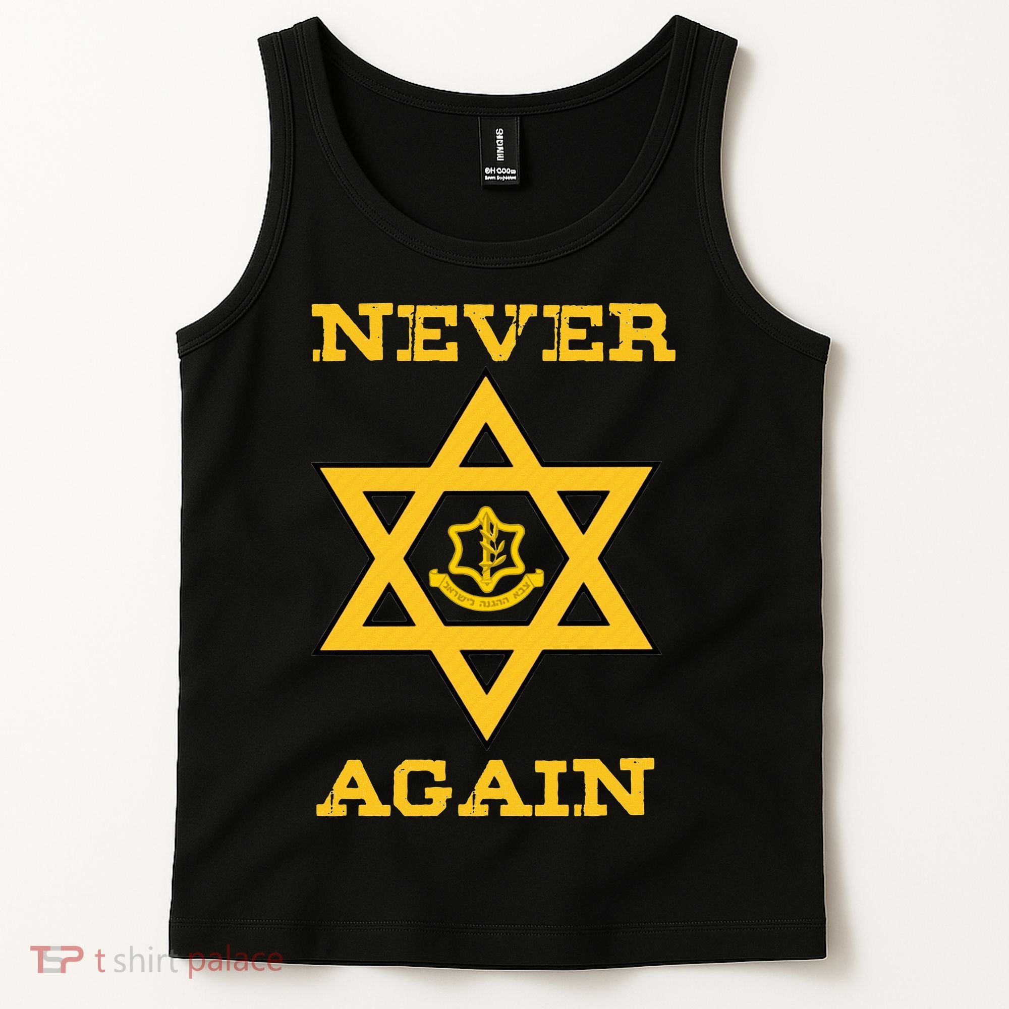 Never Again Support Israel Jewish Star Of David Idf Logo Tank Top