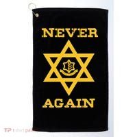 Never Again Support Israel Jewish Star Of David Idf Logo Golf Towel thumb 0