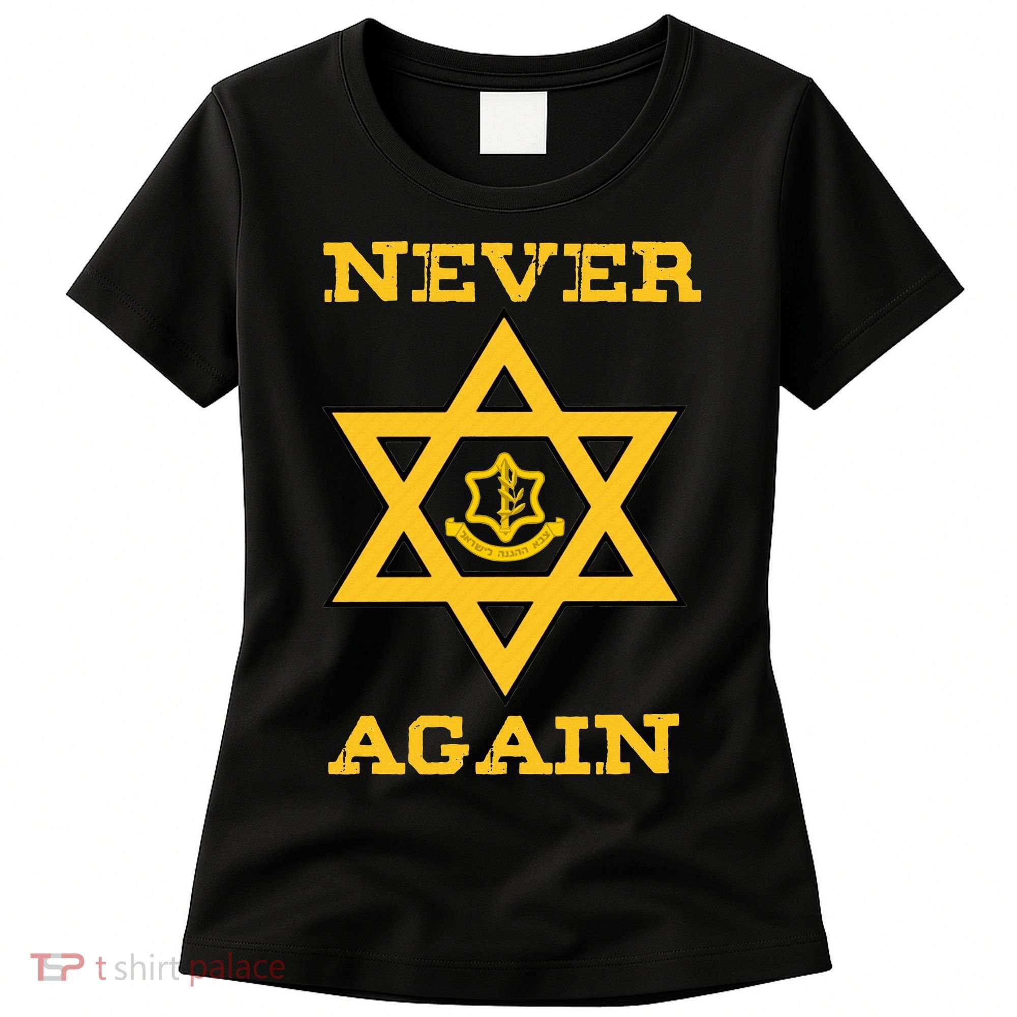 Never Again Support Israel Jewish Star Of David Idf Logo Women's T-Shirt