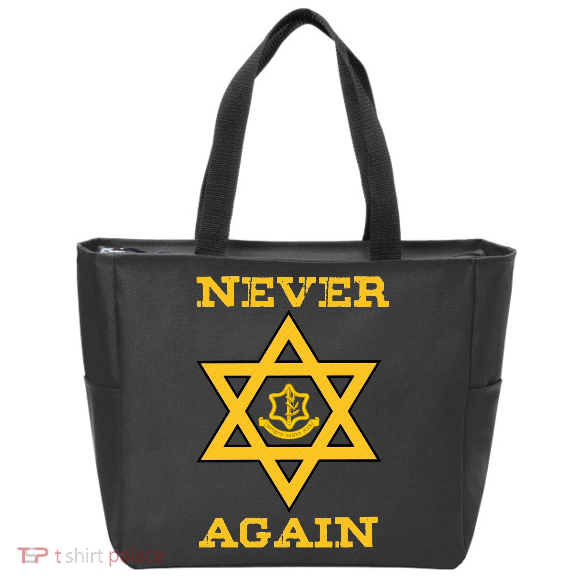 Never Again Support Israel Jewish Star Of David Idf Logo Tote Bag