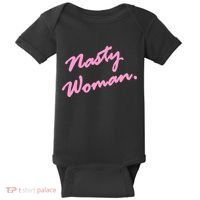 Nasty Woman Pink Script Hillary Clinton Baby Bodysuit thumb 0