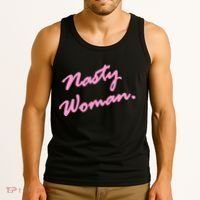 Nasty Woman Pink Script Hillary Clinton Tank Top thumb 3