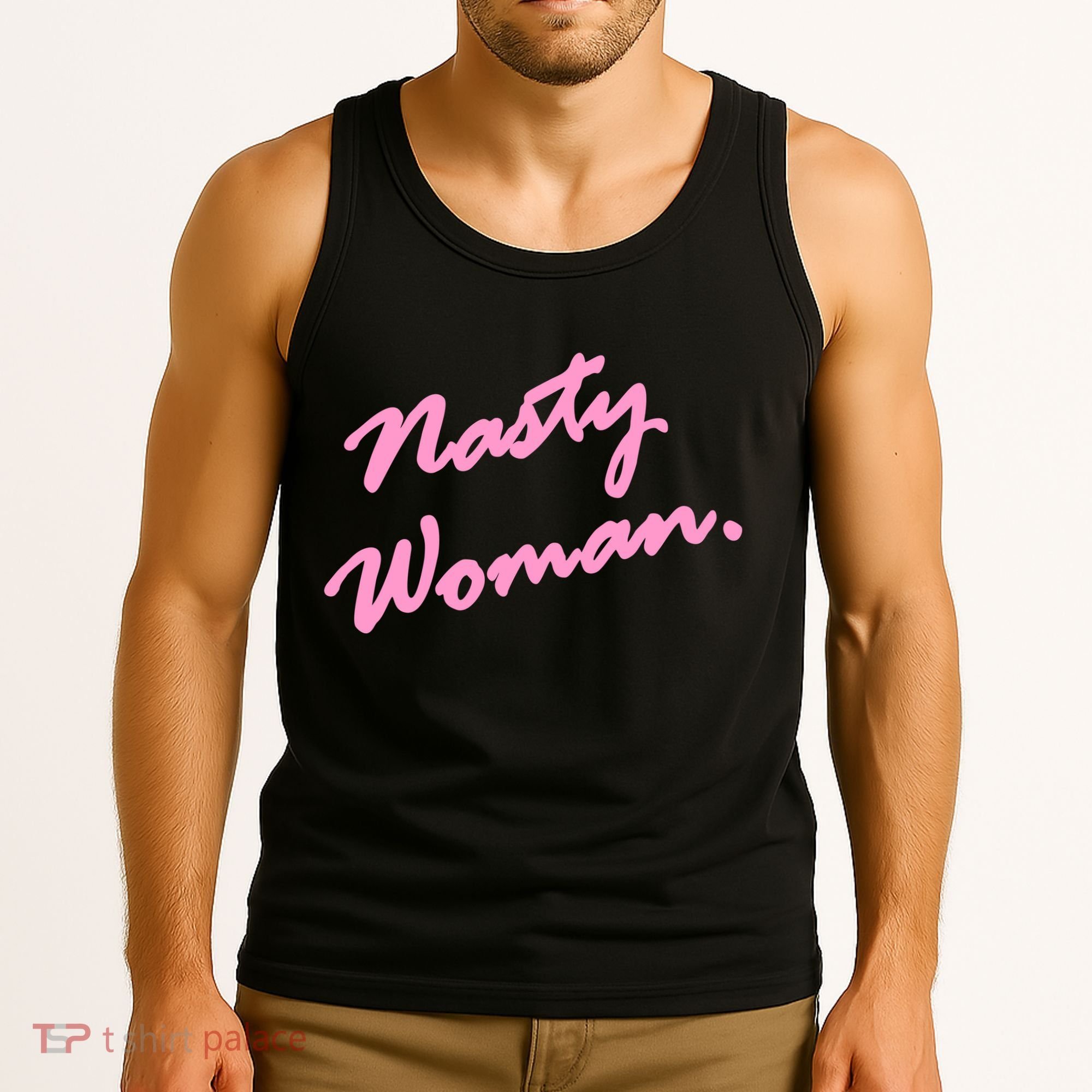 Nasty Woman Pink Script Hillary Clinton Tank Top