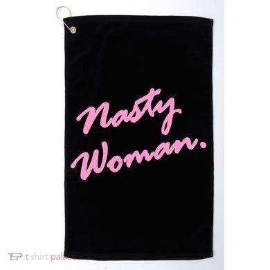 Nasty Woman Pink Script Hillary Clinton Golf Towel