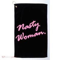 Nasty Woman Pink Script Hillary Clinton Golf Towel thumb 0