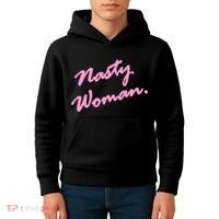 Nasty Woman Pink Script Hillary Clinton Kids Hoodie thumb 4