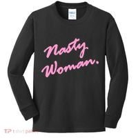 Nasty Woman Pink Script Hillary Clinton Kids Long Sleeve Shirt thumb 0