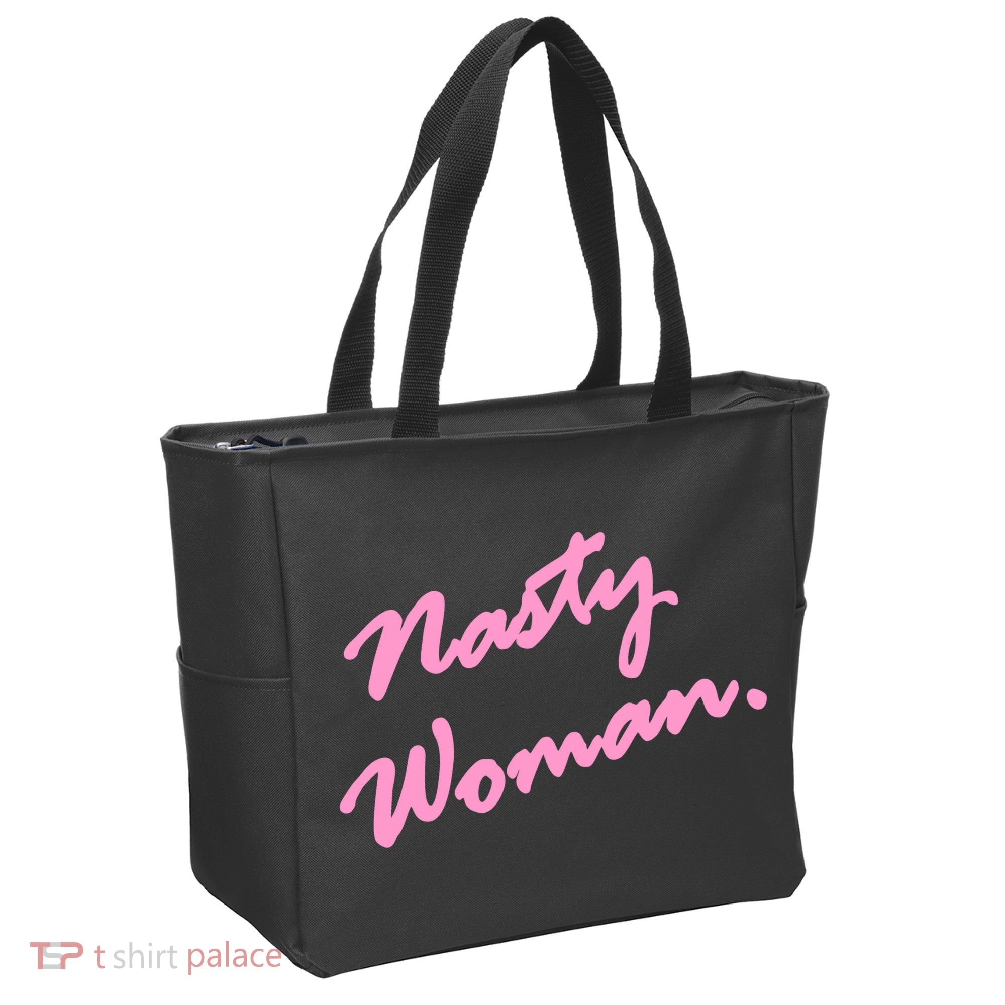 Nasty Woman Pink Script Hillary Clinton Tote Bag