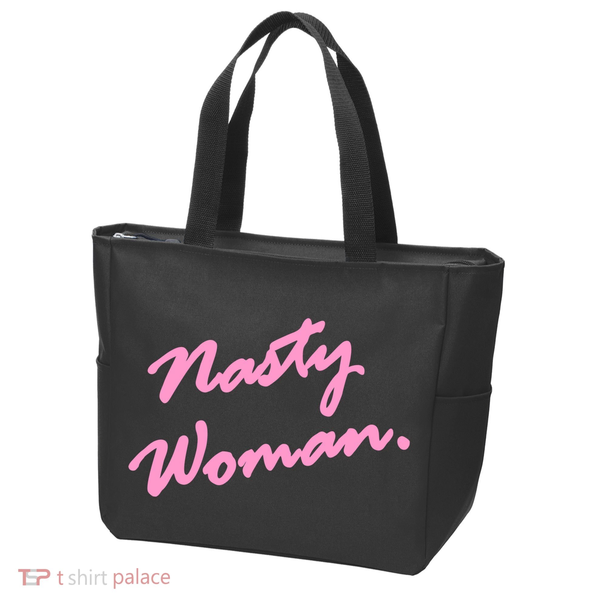 Nasty Woman Pink Script Hillary Clinton Tote Bag