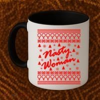 Nasty Woman Ugly Christmas Sweater Design Hillary Clinton Coffee Mug thumb 2