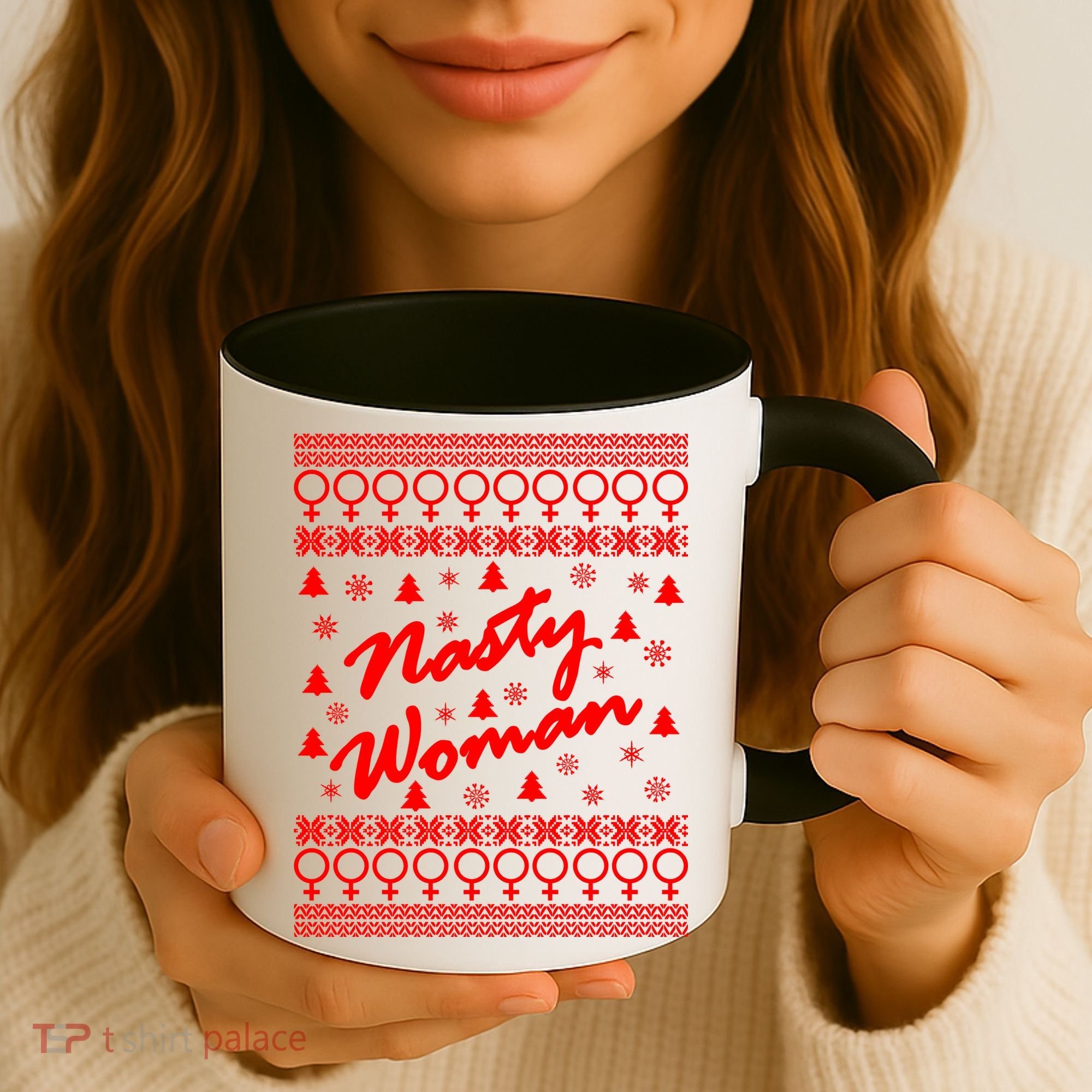 Nasty Woman Ugly Christmas Sweater Design Hillary Clinton Coffee Mug