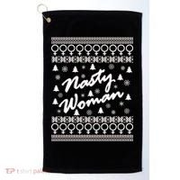 Nasty Woman Ugly Christmas Sweater Design Hillary Clinton Golf Towel thumb 0
