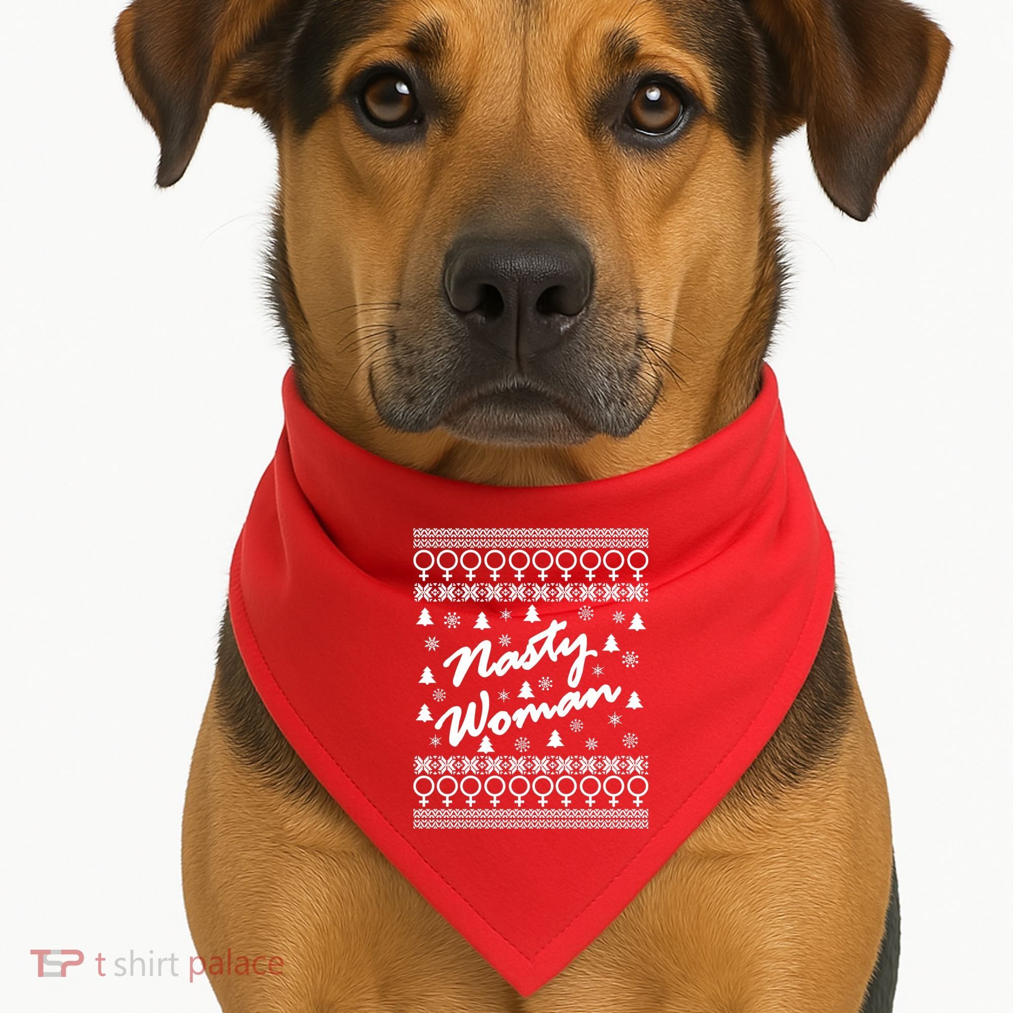 Nasty Woman Ugly Christmas Sweater Design Hillary Clinton USA-Made Doggie Bandana