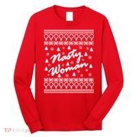 Nasty Woman Ugly Christmas Sweater Design Hillary Clinton Long Sleeve Shirt thumb 0