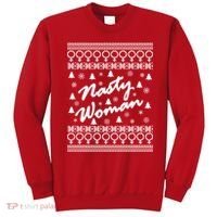 Nasty Woman Ugly Christmas Sweater Design Hillary Clinton Sweatshirt thumb 0