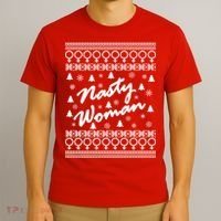 Nasty Woman Ugly Christmas Sweater Design Hillary Clinton T-Shirt thumb 3