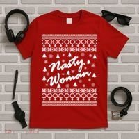 Nasty Woman Ugly Christmas Sweater Design Hillary Clinton T-Shirt thumb 5