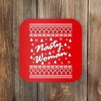 Nasty Woman Ugly Christmas Sweater Design Hillary Clinton Coaster thumb 0