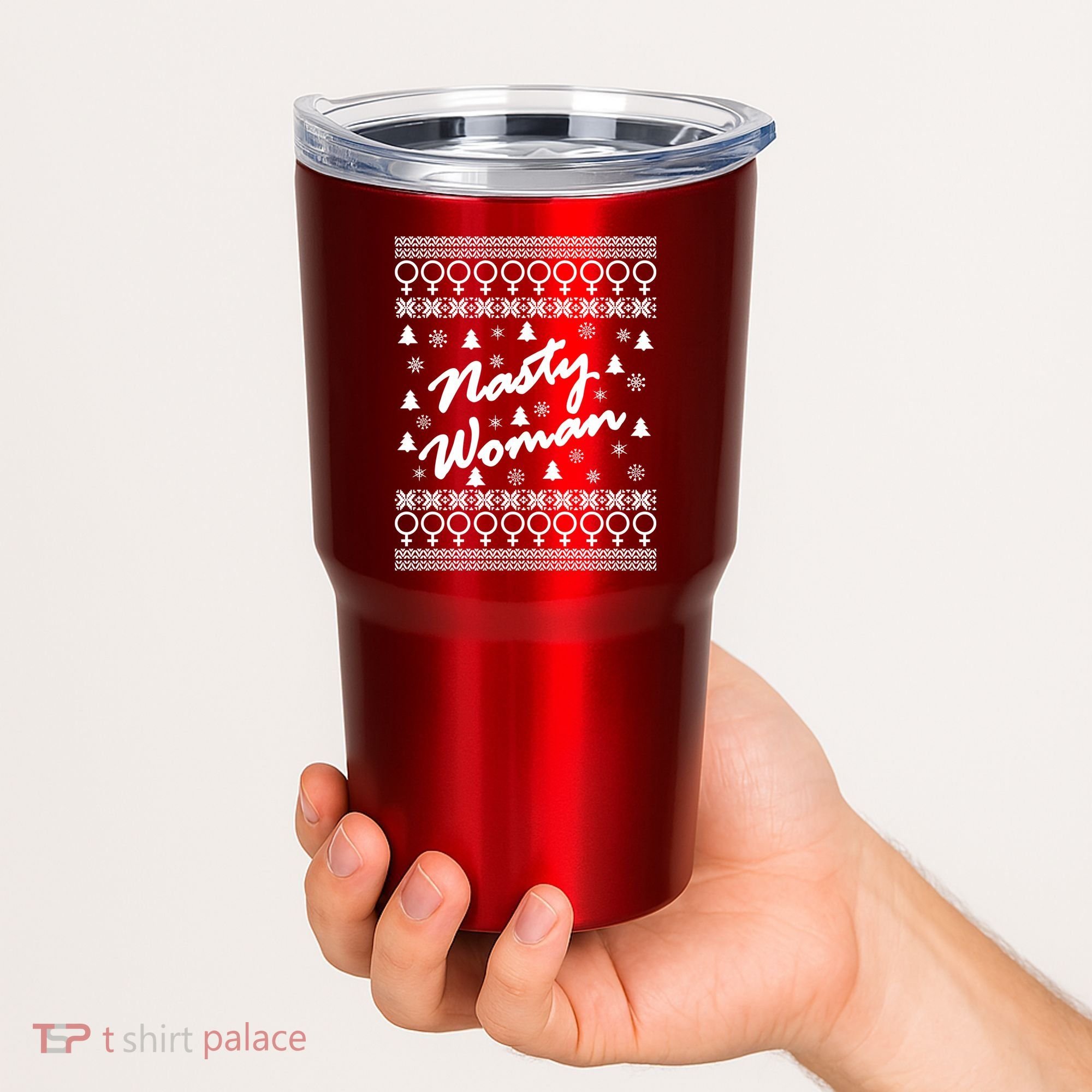 Nasty Woman Ugly Christmas Sweater Design Hillary Clinton Tumbler